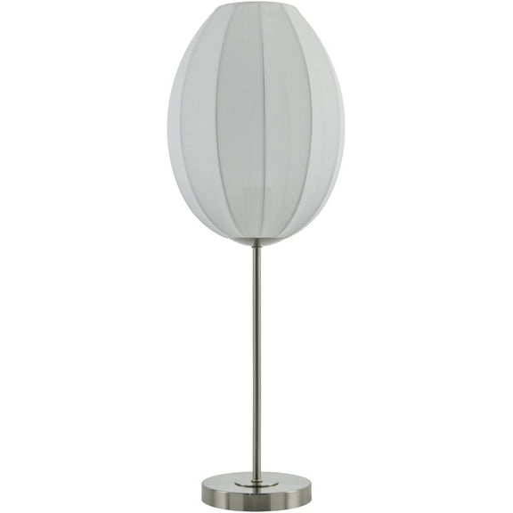 Livabliss Vamo Modern Accent Table Lamp, 26-inch, Nickel with White Shade