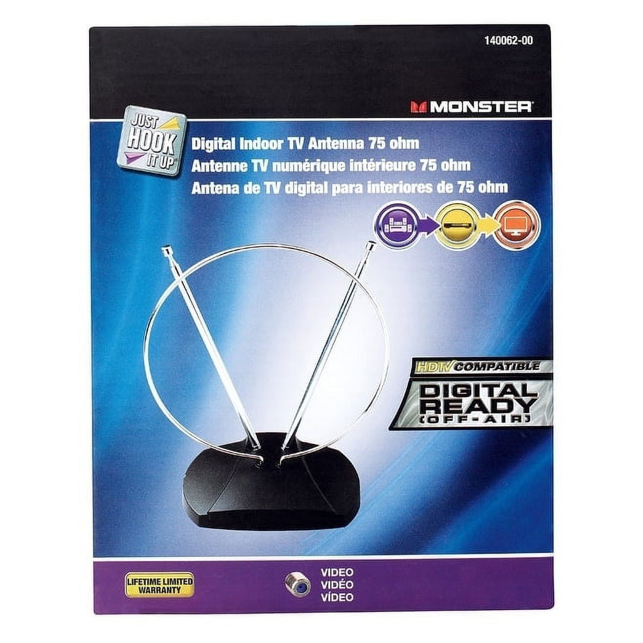 Monster Just Hook It Up Indoor FM/HDTV/UHF/VHF Antenna 1 pk