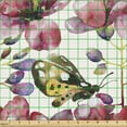 thumbnail image 2 of Ambesonne Jungle Boho Fabric by the Yard Upholstery, Spring Violets Moth Art, 3 Yards, Pale Earth Yellow and Ruby, 2 of 5