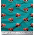 thumbnail image 1 of Soimoi Green polyester Crepe Fabric Barn & Cow Farm Print Fabric by Yard 52 Inch Wide, 1 of 3