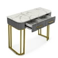 thumbnail image 2 of Catherine Ensemble Console et Tabouret Ensemble de Coiffeuse avec Tabouret Rembourré Coiffeuse avec 2 Tiroirs Gris, 2 of 7
