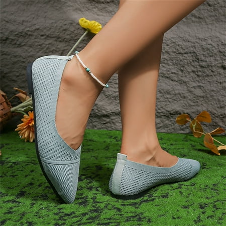 

Pyhlmscde Womens Shoes Womens Pointed Toe Flat Shoes Shallow Mouth Breathable Woven Shoes Solid Color Slip on Shoes