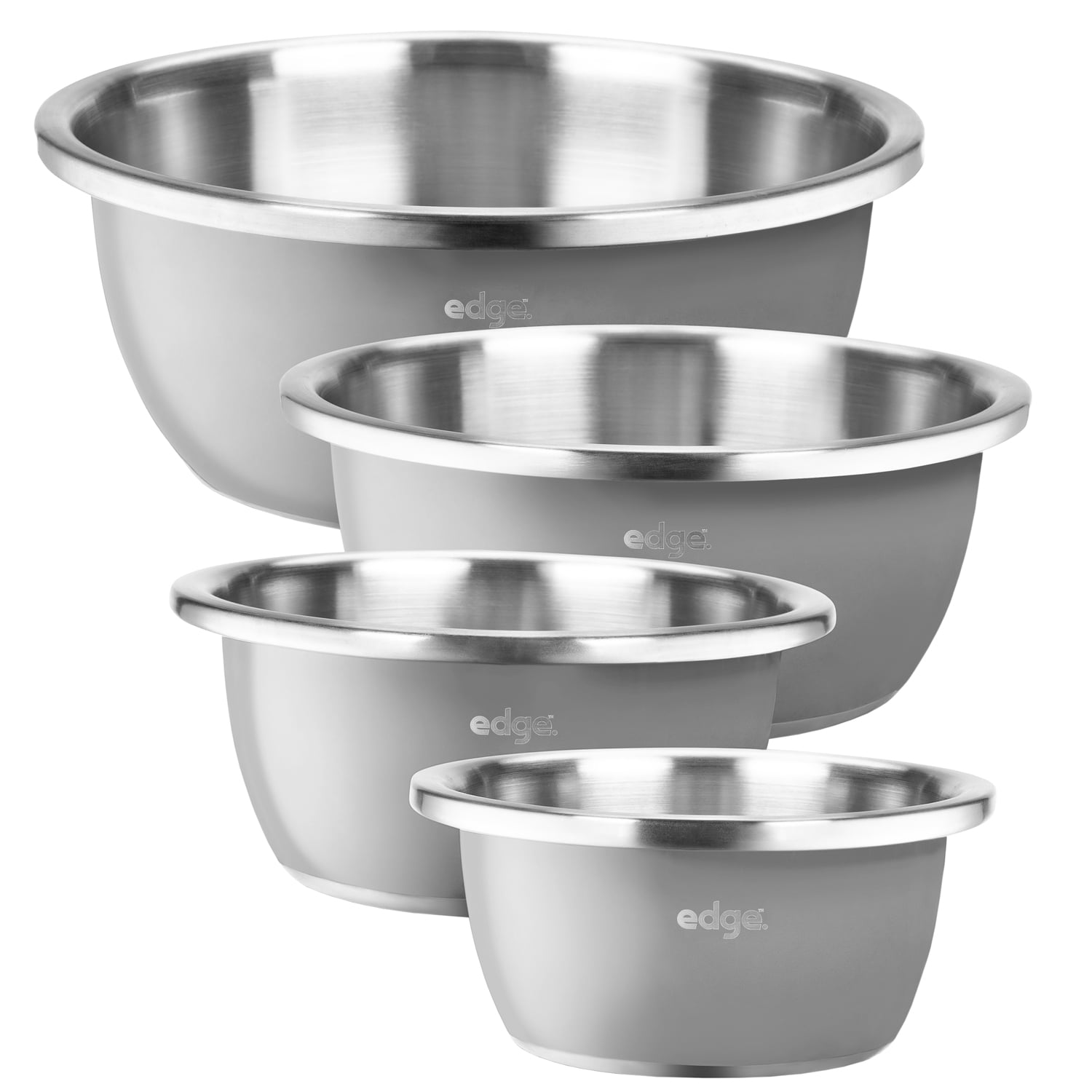 Multipurpose Heavy Duty Heat Insulated Brushed Stainless Steel Serving Bowls SMALL 4 Pack
