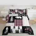 thumbnail image 2 of Homewish Safari Wolf Silhouette Bedding Comforter Set,Rustic Plant Pine Tree Twin Comforter Sets,Pink Gray Black Bedding Set For Girl Boys,Luxury Bedroom Decor Reversible,2pcs, 2 of 8