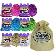 Kinetic Sand Modeling Sand 4.5oz. Containers Pink, Green, Purple, White, Beige & Blue Gift Set Bundle with Bonus Matty's Toy Stop Storage Bag - 6 Pack