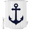 thumbnail image 2 of Nautical Anchor Shower Curtains for Bathroom, Black Anchor Simple Style Ocean Theme Washable Fabric Shower Curtain with Hooks Waterproof Bathroom Decor Sets, 60 x 72 Inches, 2 of 9