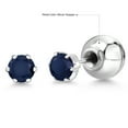 thumbnail image 6 of Gem Stone King Platinum Blue Sapphire Stud Earrings for Women Men (0.70 Cttw, Gemstone September Birthstone, Round 4MM), 6 of 6