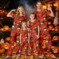 thumbnail image 6 of Matching Family Halloween Pajamas Set Spider Web Skeleton Short Sleeve Funny Pjs Bat Witch Hat Spooky Wide Leg Pajamas, Women:L, 6 of 8