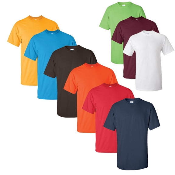 Gildan Ultra Cotton T-Shirt for Men, Assorted Short Sleeve Shirt, Mix Color Crew Neck Tee 9 Pack, Size-S