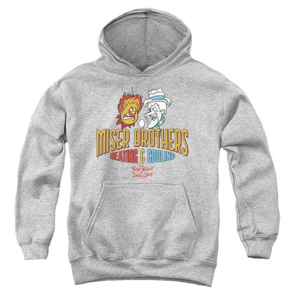 The Year Without Santa Claus Miser Brothers Youth Kids Boy/Girls Pull-Over Hoodie, Athletic Heather, Small