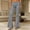 (Fashion 167)Gray, variant on Women's Fold Over Waist Striped Flare Pants High Waist Casual Bell Bottom Trousers Stretchy Soft Fabric Long Pant