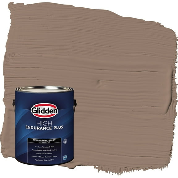 Glidden HEP Peppered Pecan / Tan Satin Exterior Paint with Primer, 1 Gallon