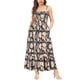 thumbnail image 3 of Vestido largo de verano con estampado floral, tirantes finos, corpiño fruncido, cintura fruncida, elegante vestido bohemio de playa para mujer, 3 of 5
