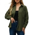 thumbnail image 2 of Corduroy-Coats for Women with Pocket Button Up Collared Long Sleeve Shackets Jackets Ladies Casual Solid Loose Comfort Outerwear Coat, 2 of 7
