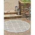 thumbnail image 3 of Unique Loom Outdoor Coastal Collection Area Rug - Ahoy (7' 10" Round Gray/Ivory), 3 of 12