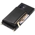 thumbnail image 5 of Wallet Case Fit for Apple iPhone 12 Mini 5.4“,Adjustable Crossbody Zipper Cover with Card Holder Slot Neck Strap Lanyard Purse Shoulder Strap Purse Case for iPhone 12 Mini FK Black, 5 of 6