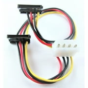 SATA Adapter Splitter Cable- Converts a Molex 4 Pin to 2 X 15 Pin SATA