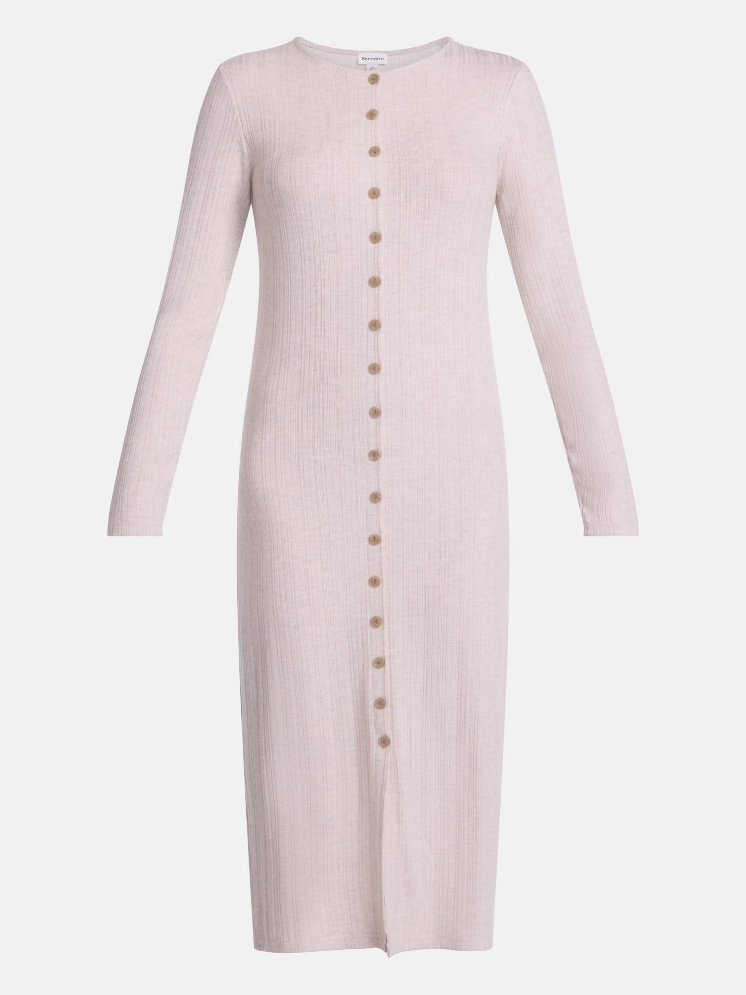 Scenario Women's Cardigan Midi Dress with Long Sleeves, Sizes XS-XXXL