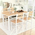 thumbnail image 4 of Cvortll Farmhouse Dining Table Set for 4, Wood Kitchen Table Chairs Set with Storage, Space-Saving Dinette Set for Breakfast Nook (Beige), 4 of 10
