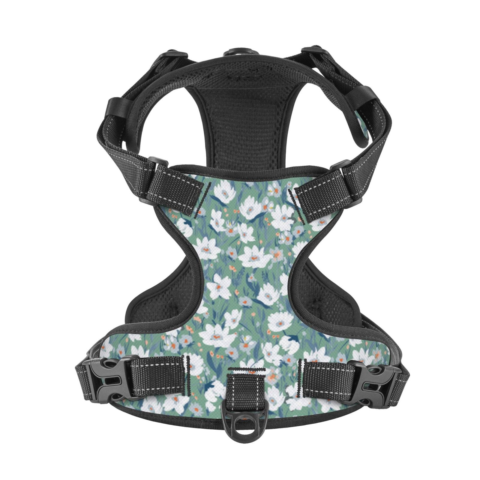 Kdxio Floral Print No Pull Dog Harness Adjustable Reflective Oxford Easy Control Medium Large Dog Harness for Training and Everyday-Small