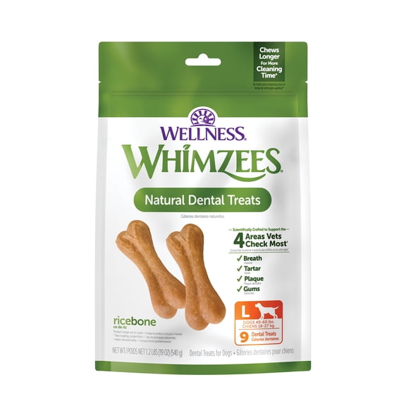 WHIMZEES Wellness Ricebone Dog Dental Treats, Large Size, (9 Count)