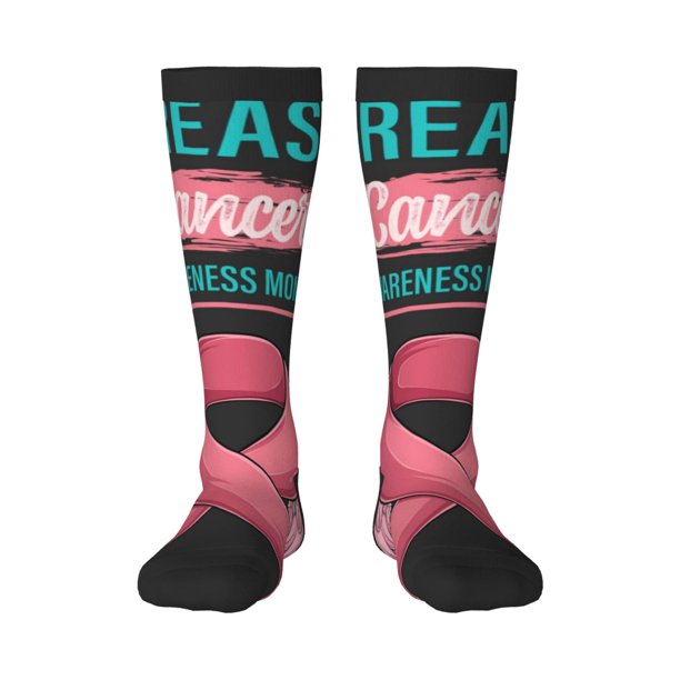 Fotbe Ribbon With Angel Wings Calcetas Divertidas Estampadas para Hombre y Mujer, Calcetas de Algodón hasta la Rodilla para Caminar, Correr, Enfermería y Embarazo