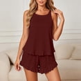 thumbnail image 2 of UAMVSH Pajama Sets for Women 2 Piece Ruffle Lounge Set Soft Crewneck Sleeveless Top with Shorts Sleepwear Set Cute Outfits, 2 of 7