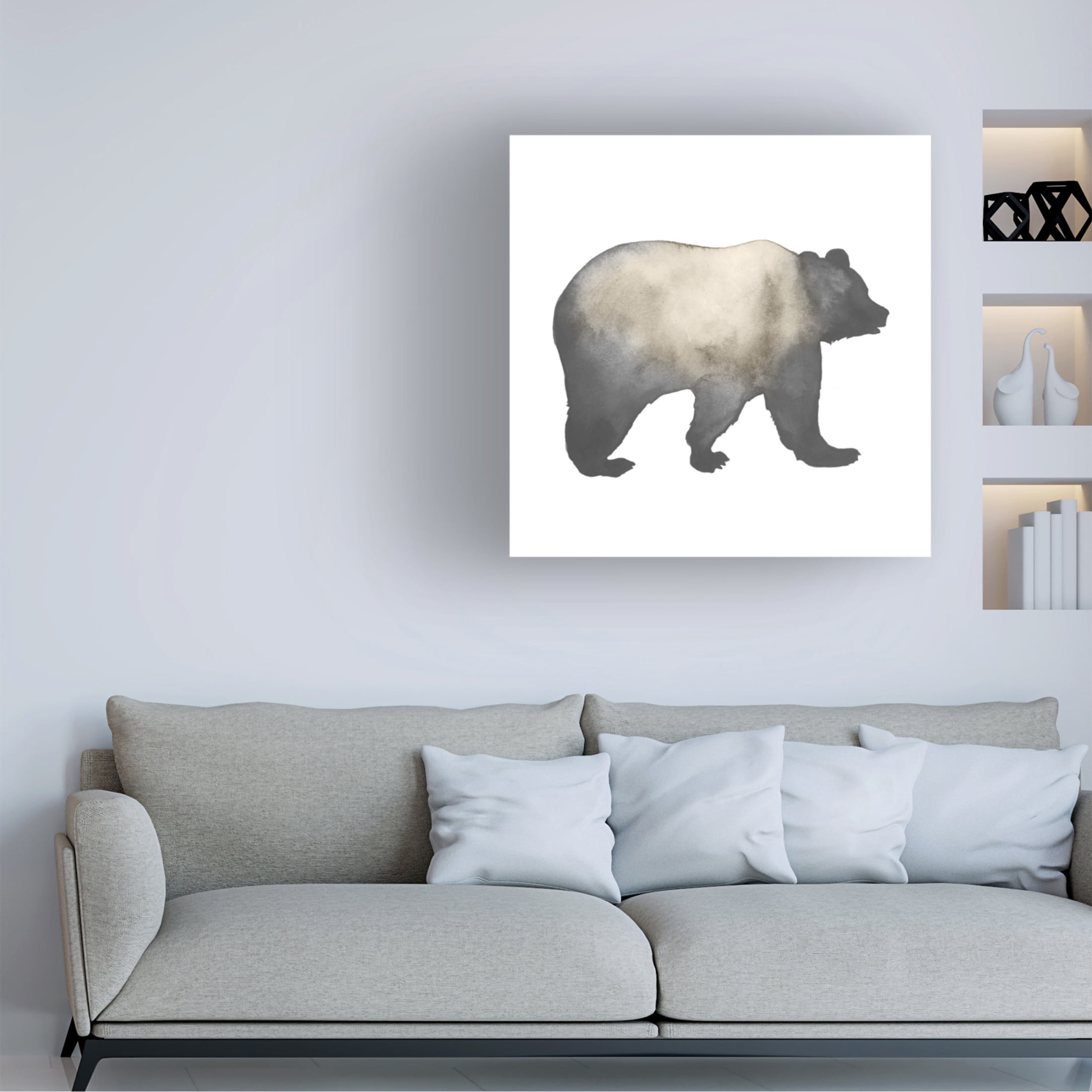 Canvas Wall Art - Grace Popp 'Sepia Animal Silhouette I' Wall Art for Living Room, Bedroom, or Office Décor by Trademark Fine Art - 18 x 18 Inches