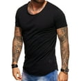 thumbnail image 2 of Behype. Men's Basic Crewneck Casual Fashion Hipster T-Shirt Longline Tee D-1703 (Black,S), 2 of 2