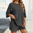 thumbnail image 2 of WAYUTE 2 Piece Sets for Women Round Neck Versatile Comfortable Solid Color Casual Travel Summer Loungewear Matching Clothing, 2 of 7