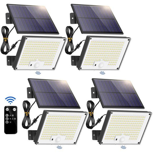 Luces solares con sensor de movimiento Gusicil 172 LED IP65 impermeables, paquete de 4