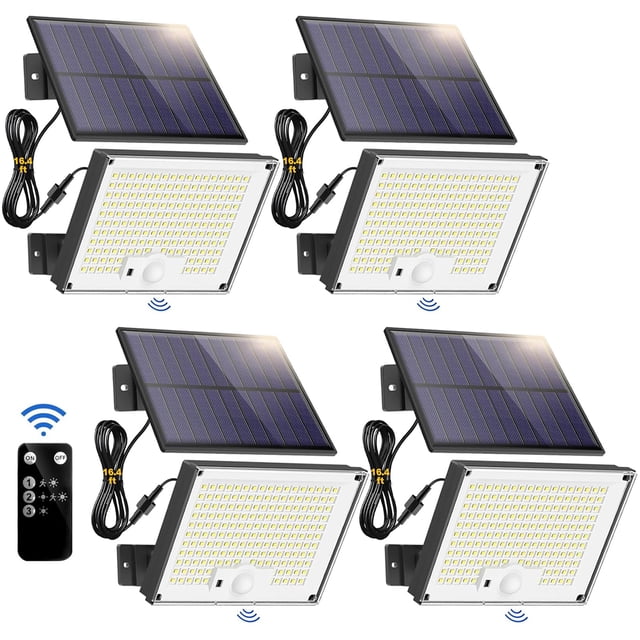 Luces solares con sensor de movimiento Gusicil 172 LED IP65 impermeables, paquete de 4