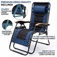 thumbnail image 3 of Leumius Zero Gravity Lounge Chair, Oversized Folding Recliner with Adjustable Backrest,Headrest Pillow & Cup Holder for Patio & Lawn,Blue, 3 of 8
