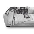 thumbnail image 3 of Animal Soft Flannel Fleece Throw Blanket, Floral Pattern with Flower Petals on the Body Tropical Boho Style Zoo Image, Cozy Plush for Indoor and Outdoor Use, 60" x 80", Grey White, by Ambesonne, 3 of 6