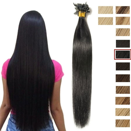 S-noilite Invisible Nail/U Tip Glue Real Remy Human Hair Extensions Real Soft Hair Extensions 1 Piece/100 Strands