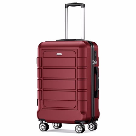 SHOWKOO Carry-on 20" Hardside Luggage with Durable Spinner Wheels TSA Lock (Red)