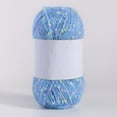 thumbnail image 1 of Granjero Gordo Rollo de 50 g de hilos de mohair con puntos de colores, hilo suave para tejer a mano, crochet, para bufandas, chales y manualidades, color azul claro, 1 of 4