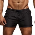 thumbnail image 2 of Bañador para Hombre de Secado Rápido con Bolsillos y Cremallera, Shorts de Baño con Forro de . Negro L, 2 of 10