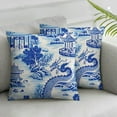 thumbnail image 2 of PIKWEEK  Chinoiserie Pillow Covers Set of 2, Vintage Chinese Dragon Decorative Throw Pillow Covers for Couch Sofa Home Decor Outdoor, Blue Dragon Chinoiserie Pillowcases Pack of 2, 2 of 6