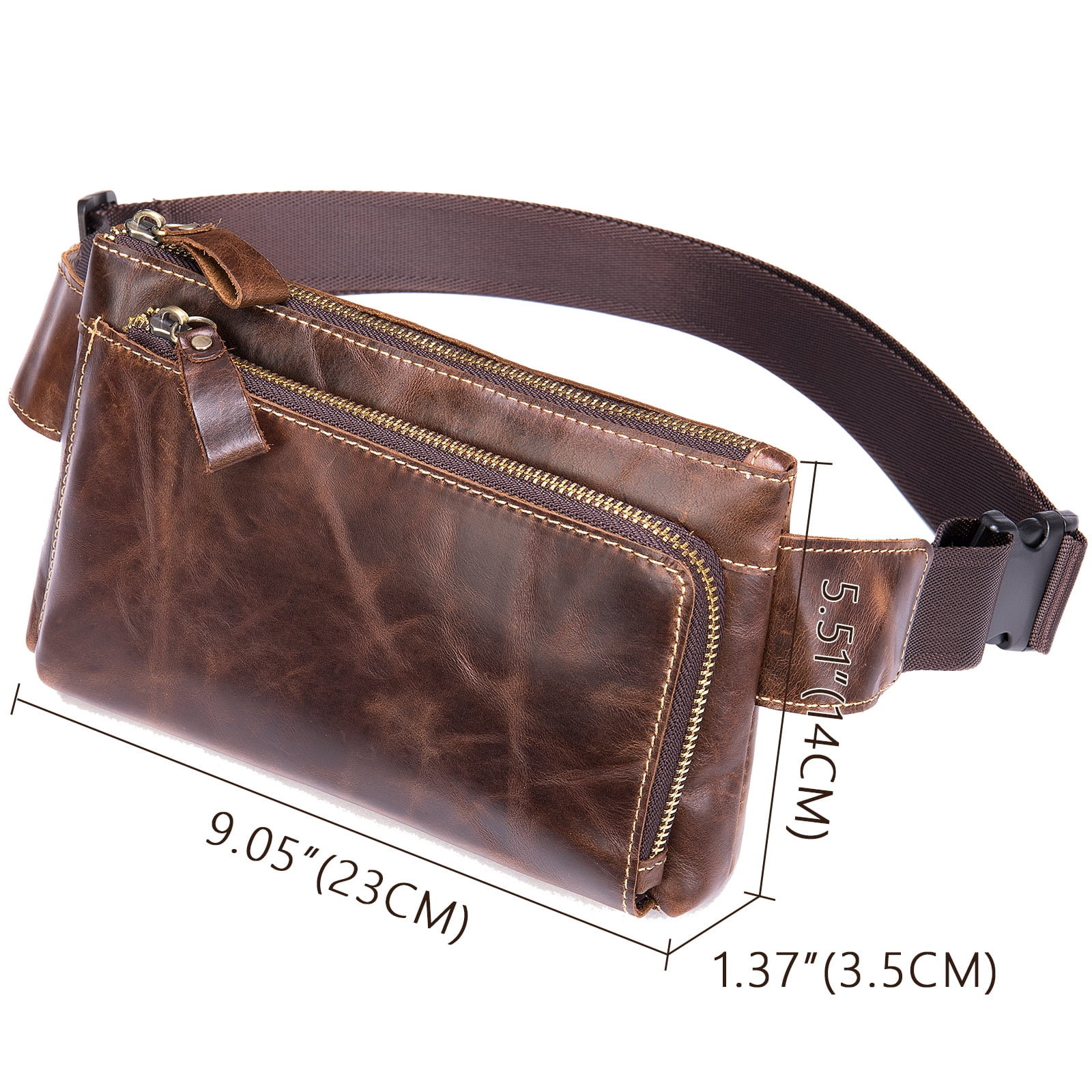 Ninesung Male Genuine Leather waist travel fanny pack leather belt waist phone pack chest messenger for man Waterproof Durable Vintage Stylish Casual - Walmart.com