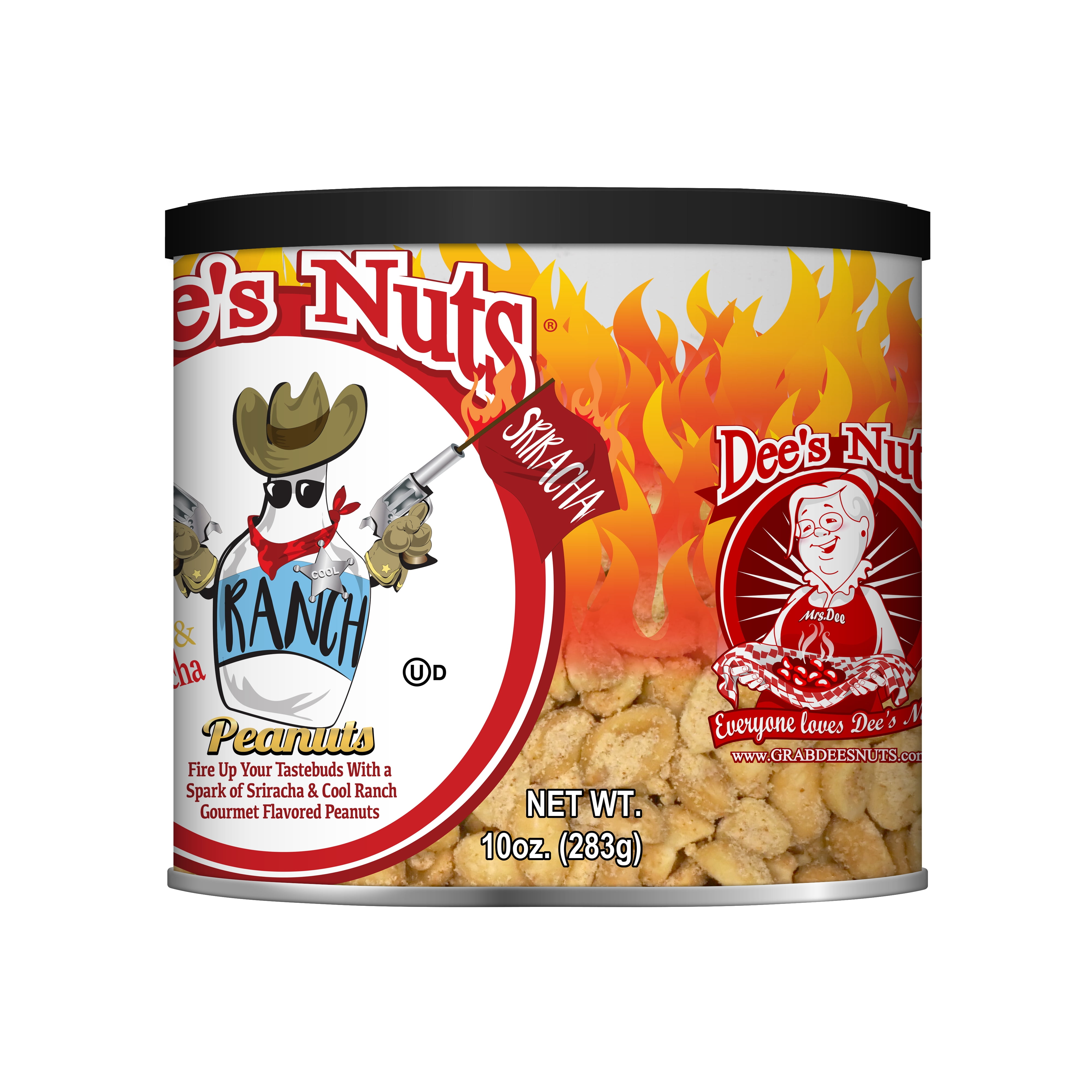 Dee's Nuts Peanuts, Ranch & Sriracha, 10 oz Canister - Walmart.com