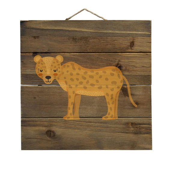 Cartoon Cheetah Leopard - Decorative REAL WOOD Wall Art - Faux Pallet Look
