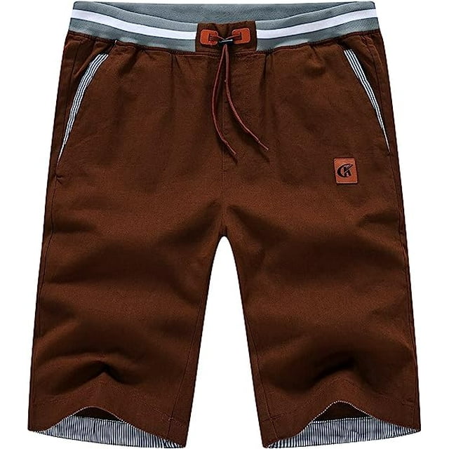 Yundobop Mens Shorts Casual Adjustable Drawstring Elastic Waist Slim Shorts