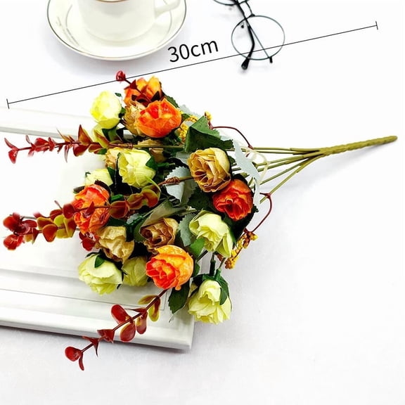 Faux Flowers Rose Bouquets Artificial Silk Floral Stems Fake Roses Home Living Bedroom Table Decor 1 Piece Orange