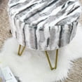 thumbnail image 3 of Home Soft Things Multi Jacquard Faux Fur Round Ottoman - Grey - 18" x 18" x 18", 3 of 7