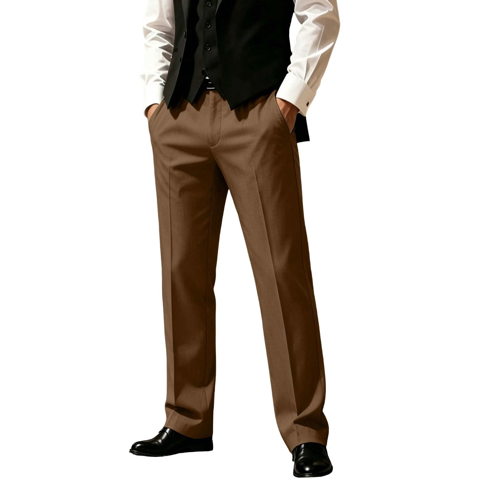 ZVNAΖH Men's Slim Fit Dress Pants Pleat Front Formal Pants High