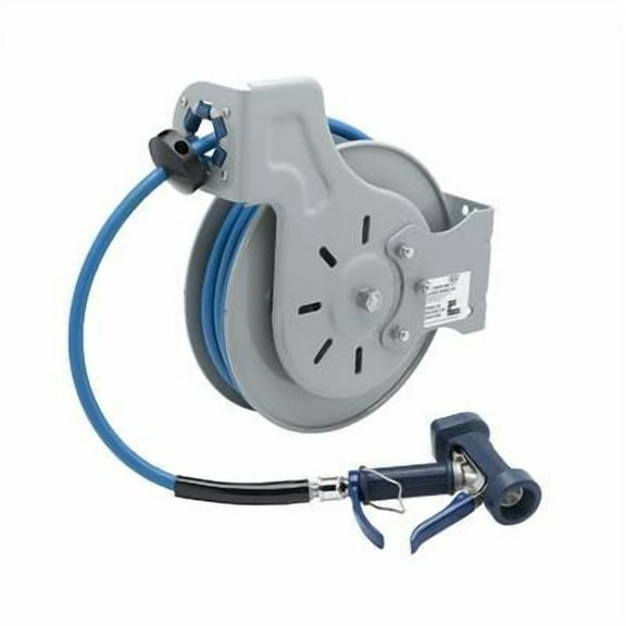 T&S Brass - Hose Reel, Open, Epoxy Coated Steel, 3/8'' ID x 35' Hose, Front Trigger Water Gun