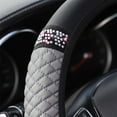thumbnail image 4 of Bling Car Steering Wheel Cover, 15 Inch Rhinestones Soft Leather Elastic Steering Wheel Protector, Sparkly Crystal Diamond for Women Girls (Gray), 4 of 10