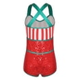 thumbnail image 2 of YONGHS Kids Girls Candy Cane Christmas Costume Sequins Stripes Cheer Dance Performance Leotard Red 12, 2 of 7