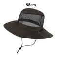 thumbnail image 4 of NUZYZ Women Fisherman Hat Hollow Out Breathable Wide Brim Windproof Strap Sunscreen Foldable Mountaineering Hat Sun Hat Headwear, 4 of 8